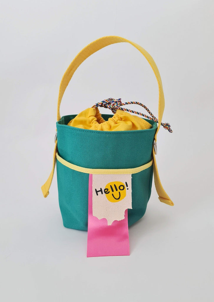 Why, Hello! Bucket Bag in Green, Yellow
