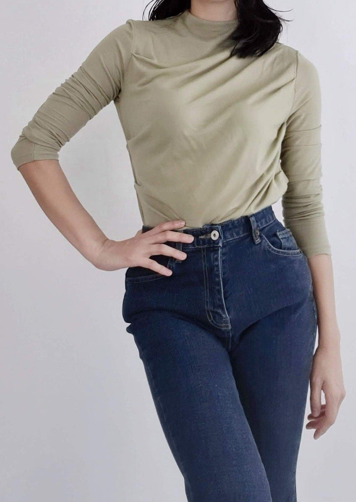 Korean Fashion Long Sleeves Turtleneck Green