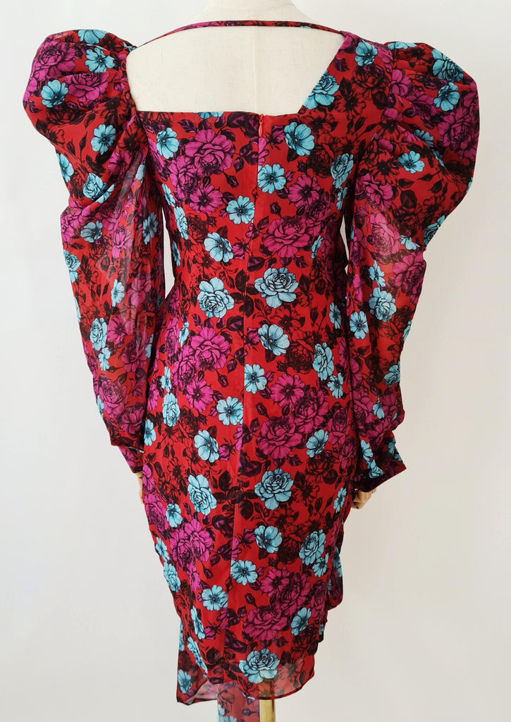 Am:EL Blooming Power Shoulder Draped Mini Dress