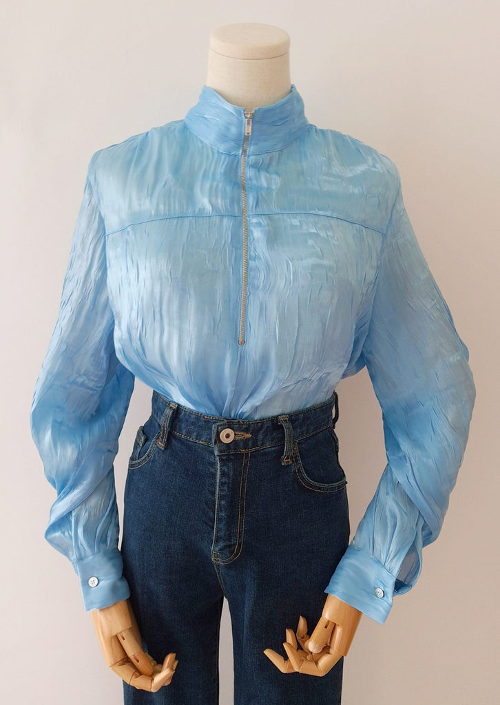Am:EL Play of Tissue Zipper Blouse