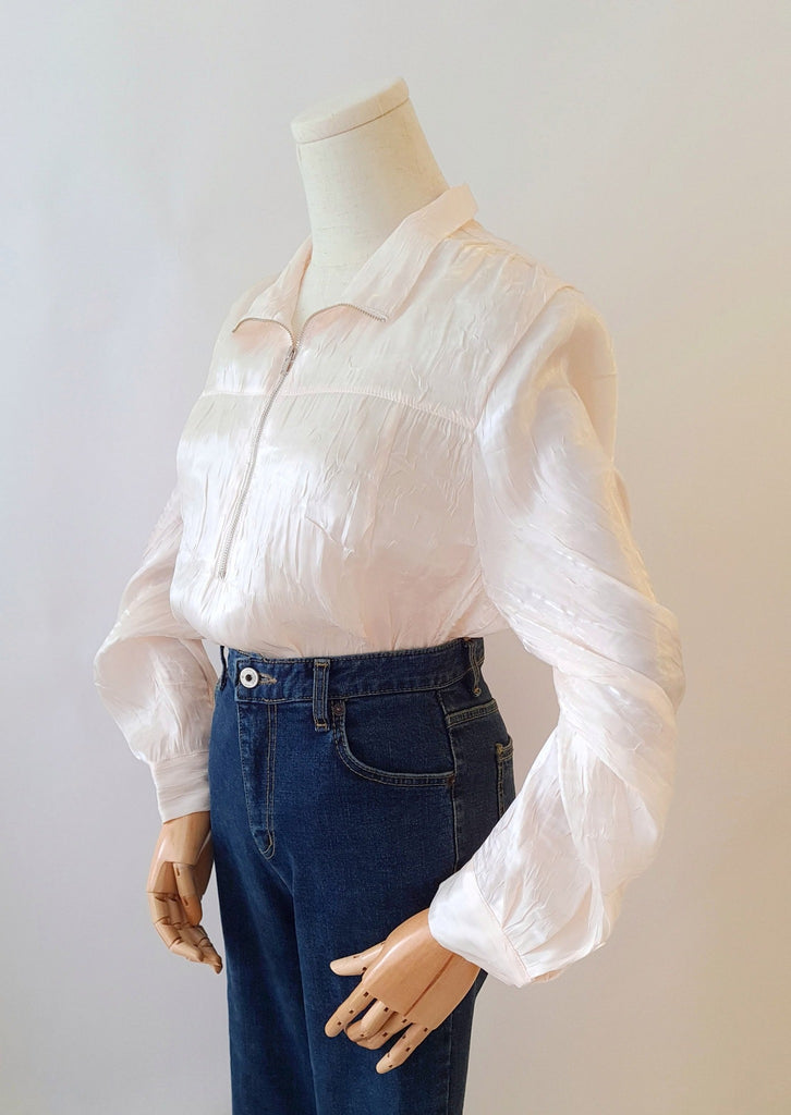 Am:EL Play of Tissue Zipper Blouse