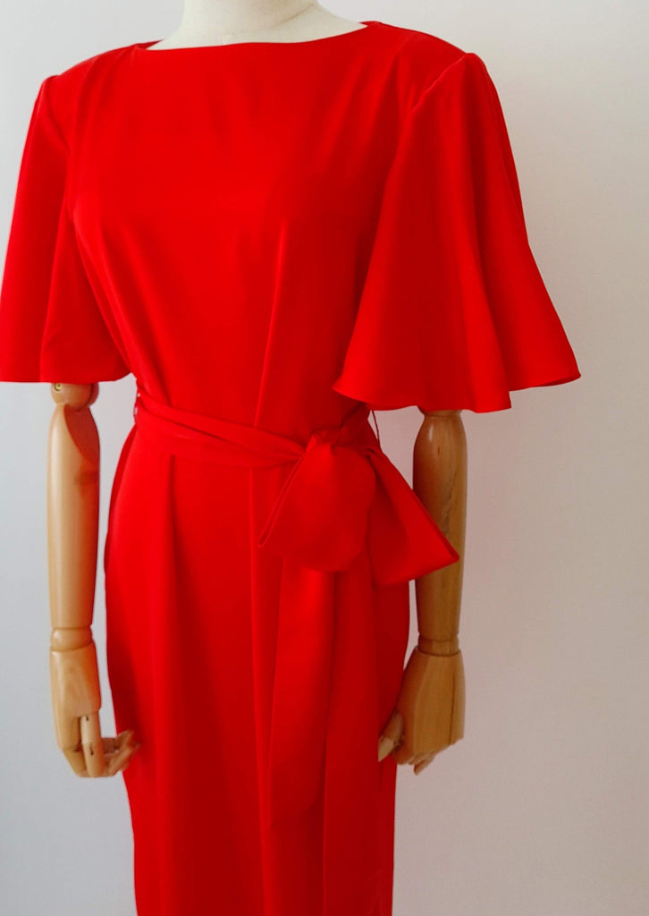 Am:EL Ruffled Solid Red Tango Dress