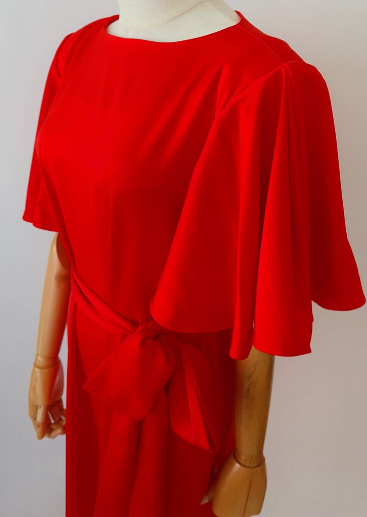 Am:EL Ruffled Solid Red Tango Dress