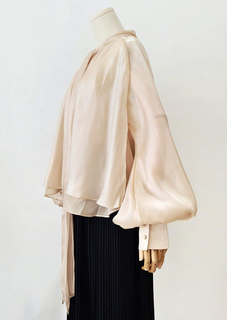 Am:EL Sheer Organza Bishop Sleeves Blouse