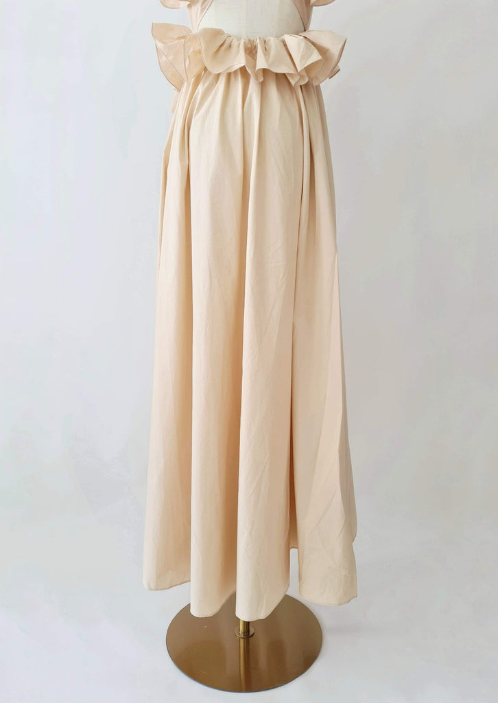 Am:EL Tan Ruffled Shoulder Cotton Dress