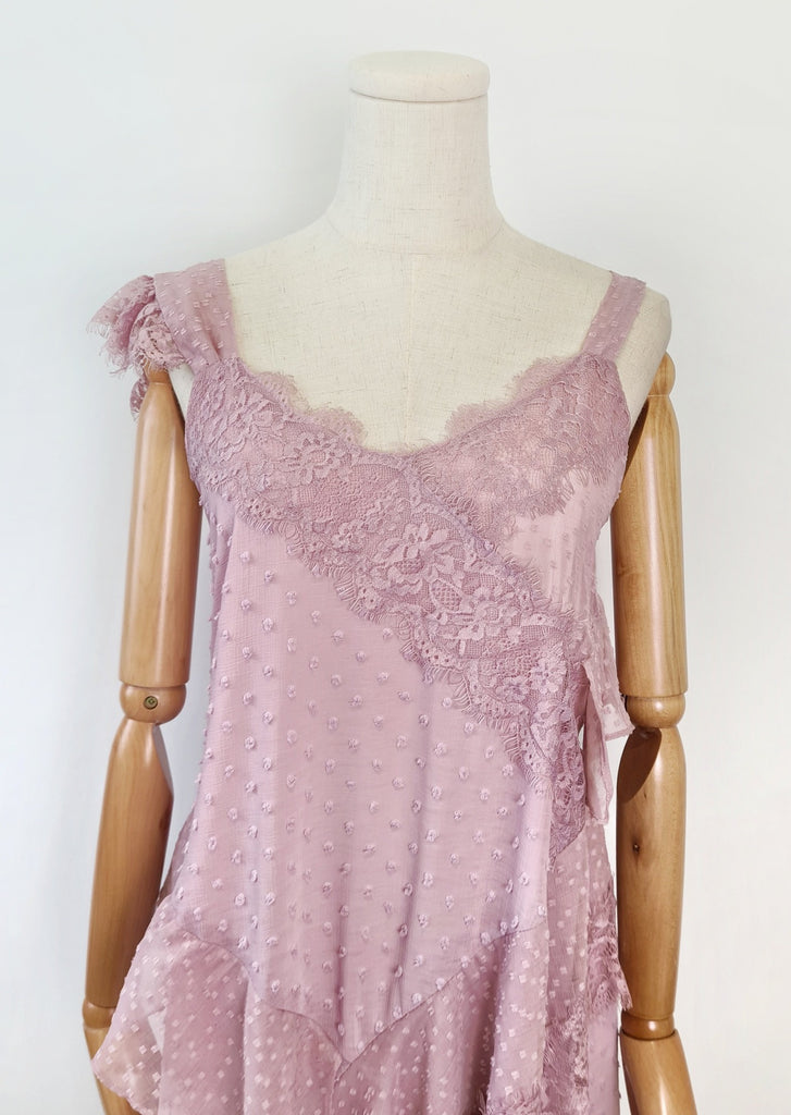 Am;EL Lilac Asymmetric Lace Dress