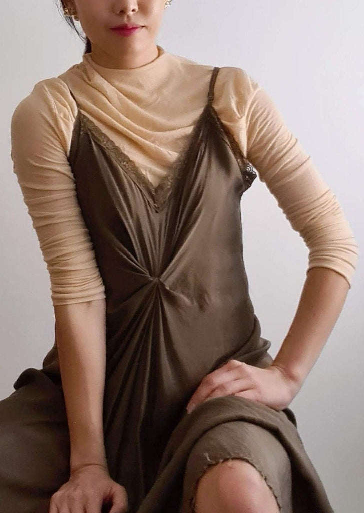 Unique Korean Fashion - Yellow drapery turtleneck long s;leeves