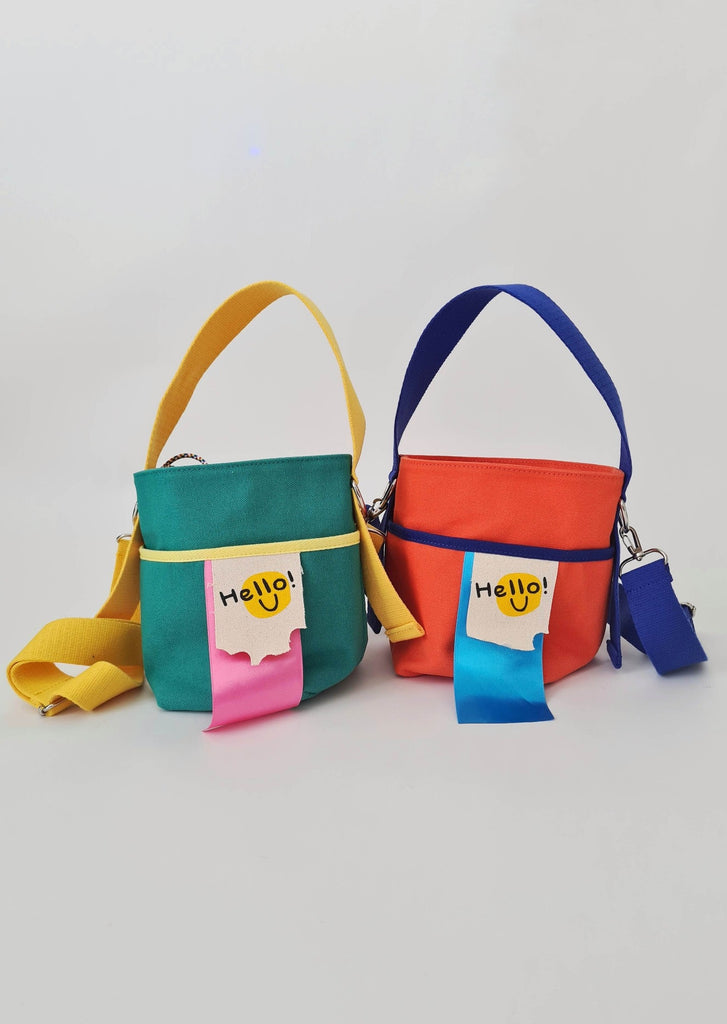 Am:EL Handbags - Why, Hello Bucket Bag in Green and Orange