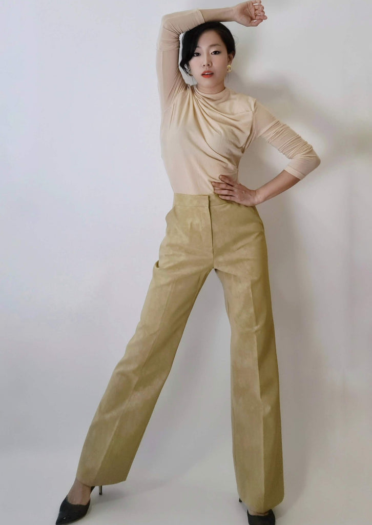 Am:EL Elusive High Waist Pants - Tan long pants. Women's officewear workwear
