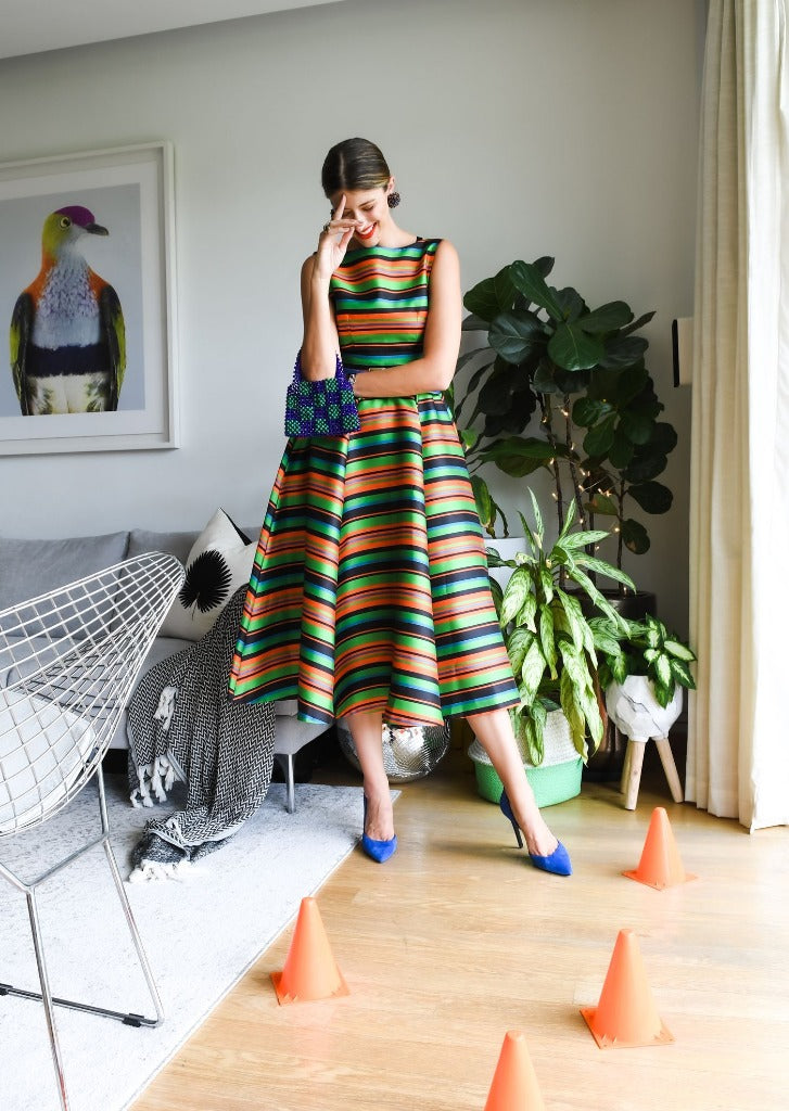 Am:EL Contrast Rainbow Striped Dress