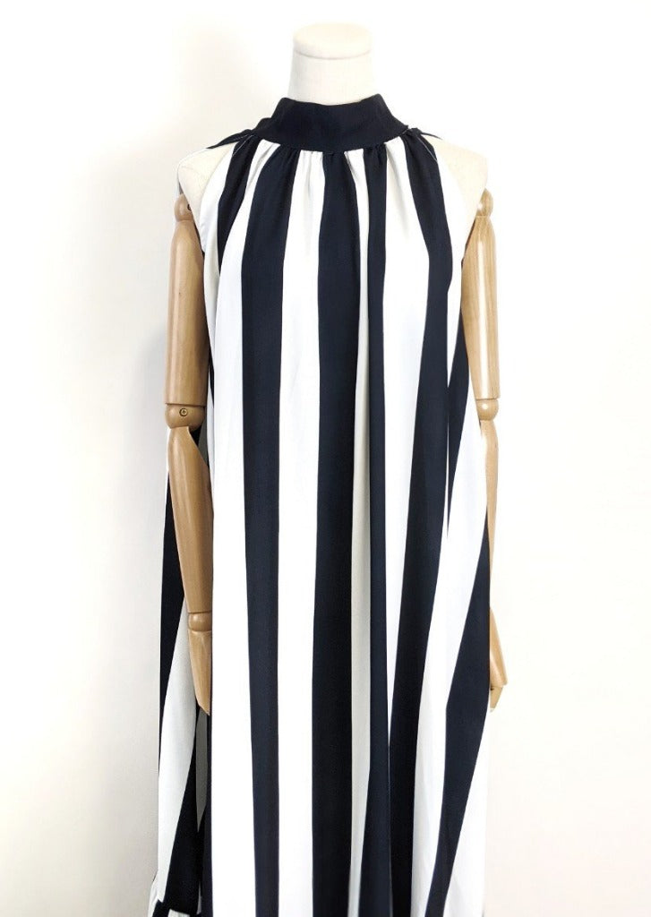 Am:EL Striped Halter Neck Flared Dress