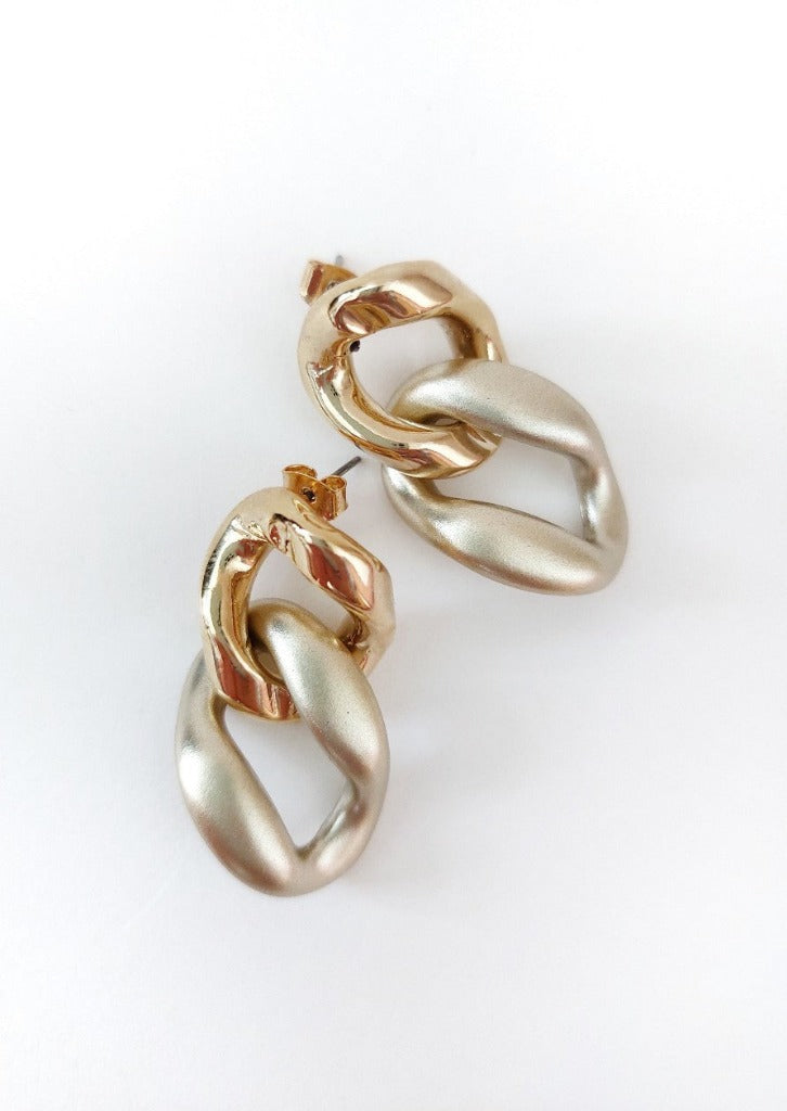 Am:EL Gold Bichrome Chunky Chain Earrings