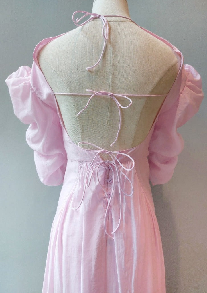 Am:EL Pink Cotton Lace Tie Back Dress