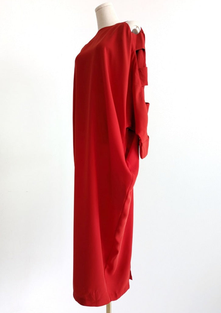 Am:EL Bold Red Cut-Out Sleeves Dress