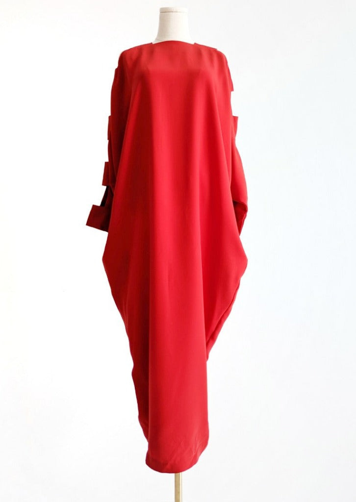 Am:EL Bold Red Cut-Out Sleeves Dress
