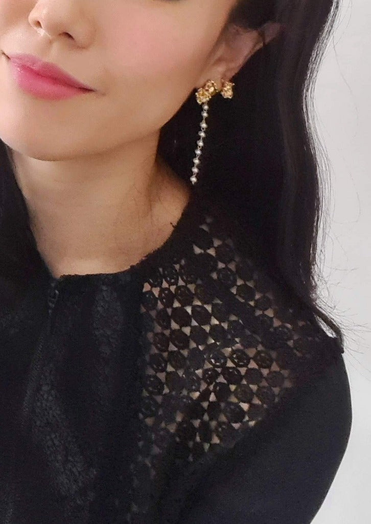 Unique Korean Fashion Accessories - Unbalanced Rough Gemstone Earrings