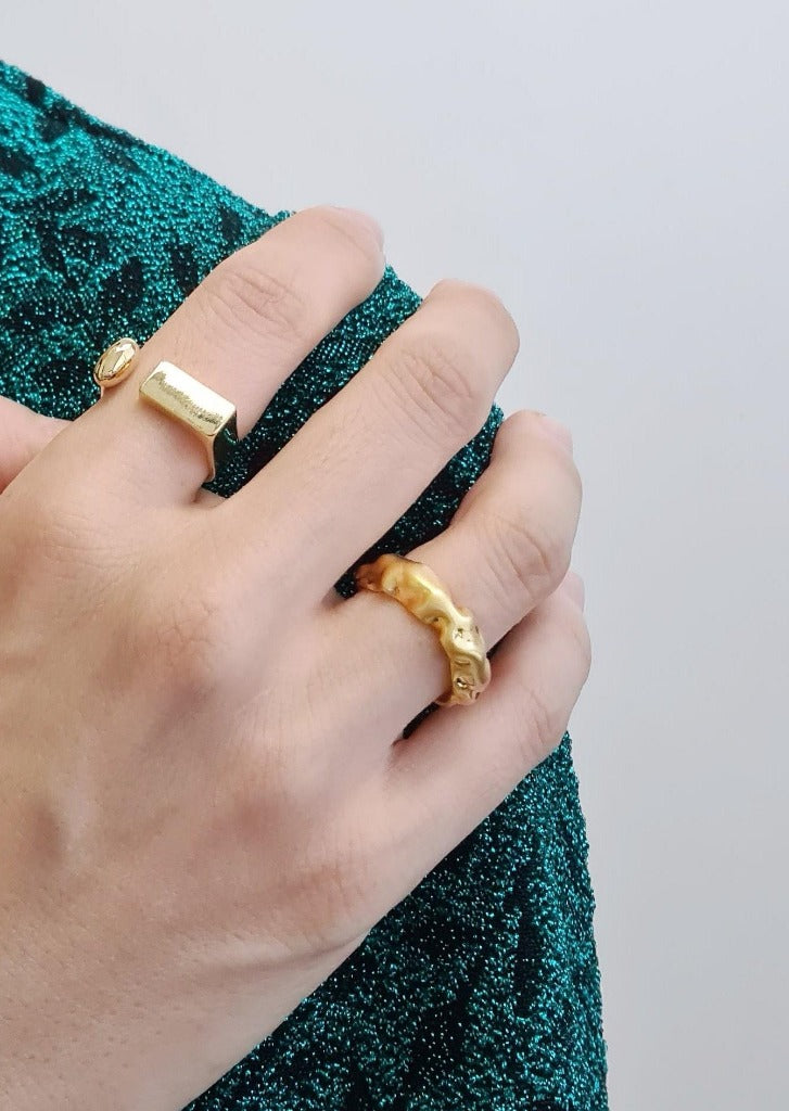 Unique Korean Fashion Accessories - Molten Gold Ring